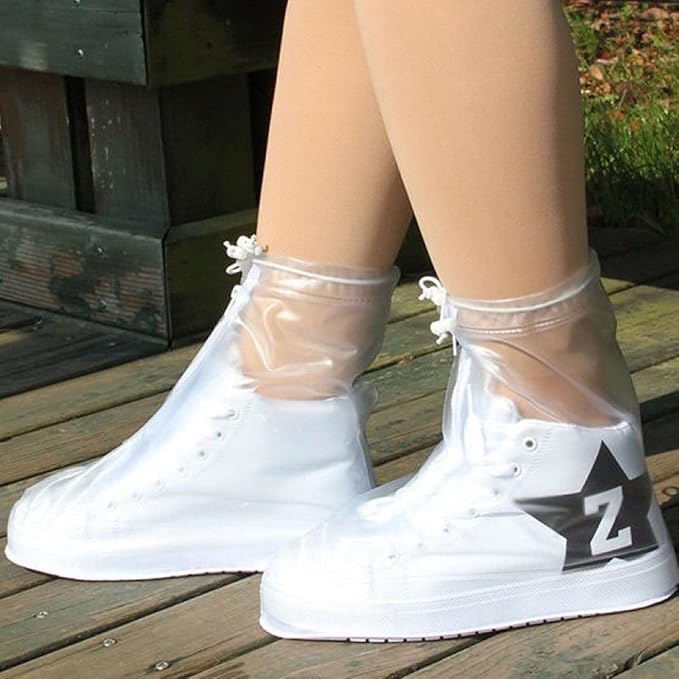 Couvre-chaussures imperméables réutilisables antidérapants transparents et réutilisables - Imperméables - Avec fermeture éclair