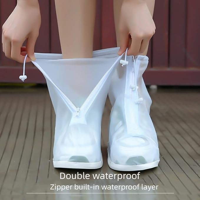 Couvre-chaussures imperméables réutilisables antidérapants transparents et réutilisables - Imperméables - Avec fermeture éclair